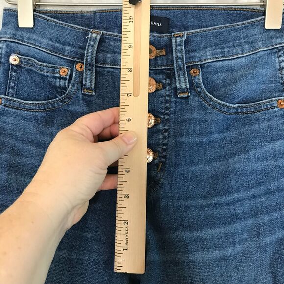 J. Crew Jeans Womens 24 Blue Vintage Straight Button Fly Raw Hem Ankle J9755 - Picture 10 of 12